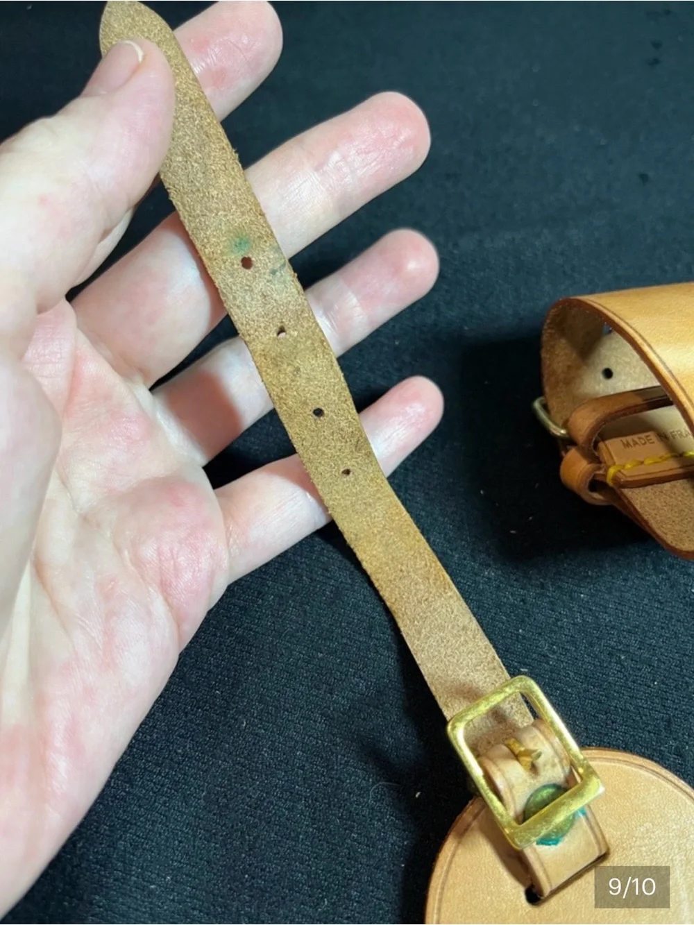 Authentic Louis Vuitton Vachetta Leather Luggage Tag & Poignet Set